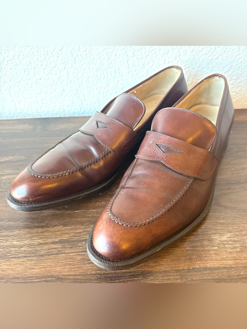 Salvatore Ferragamo Mens Brown Leather Penny Loafers 11D